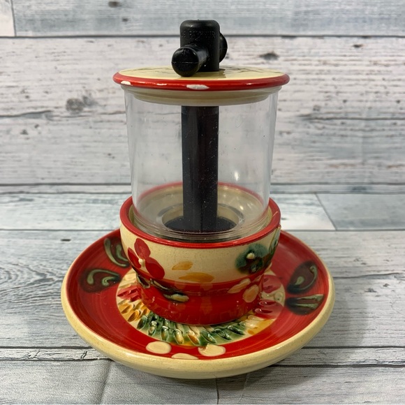 Vintage Rupi 1980 Spain Red Floral Garlic Grator & Zestor with matching plate - Picture 5 of 14